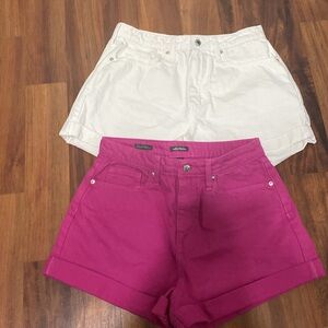 2 pair Wild Fable Pretty Pink and White Jean High-Waisted Denim Shorts
